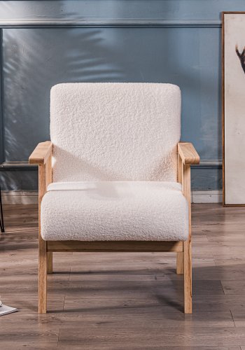 NORDLYS Louis loungestol, m. armln - hvid stof og natur bg