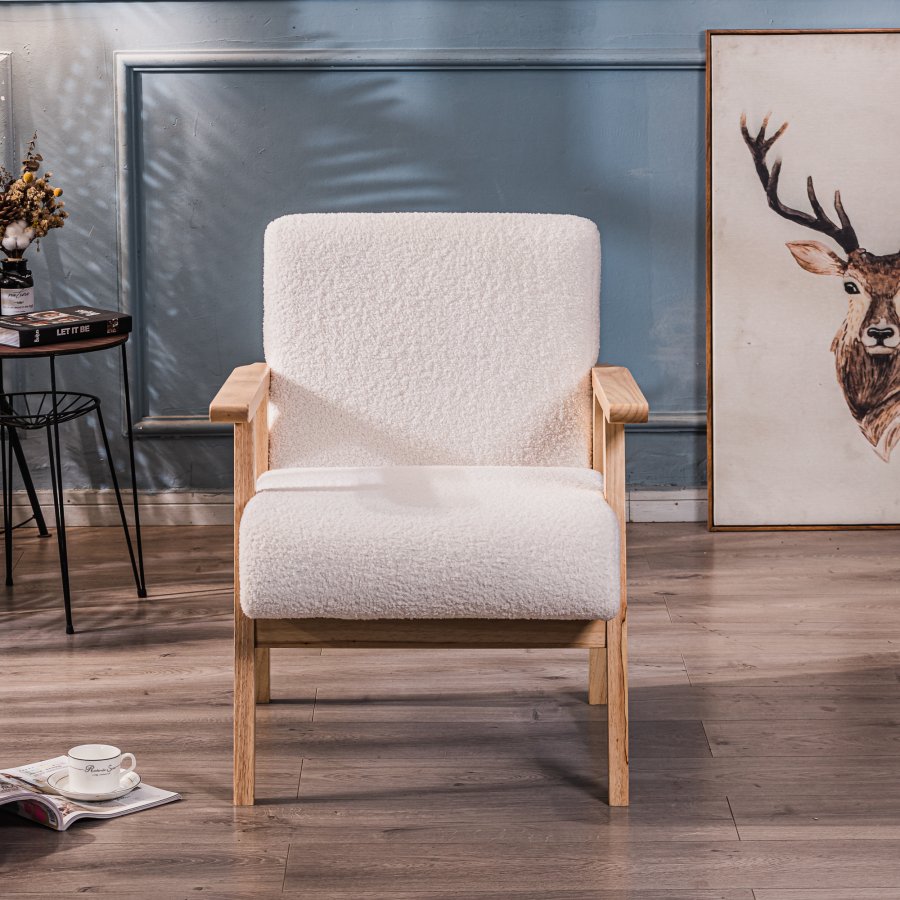 NORDLYS Louis loungestol, m. armln - hvid stof og natur bg