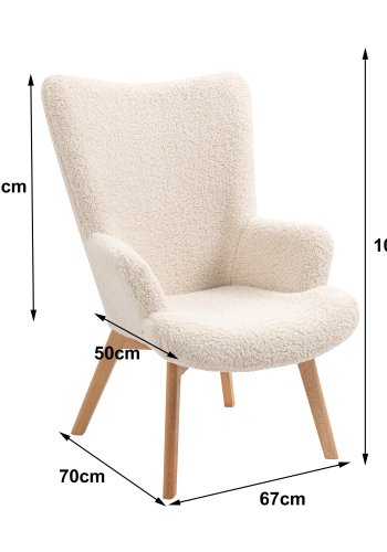NORDLYS Malmo lenestol, med armlener - hvit ull og naturlig bk