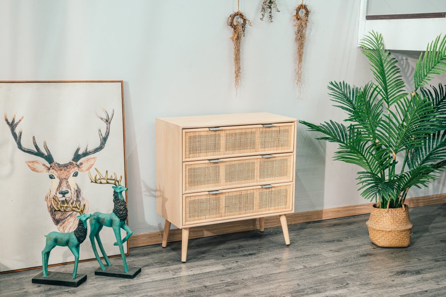 NORDLYS Manilla kommode, m. 3 skuffer - brun rotting og tre