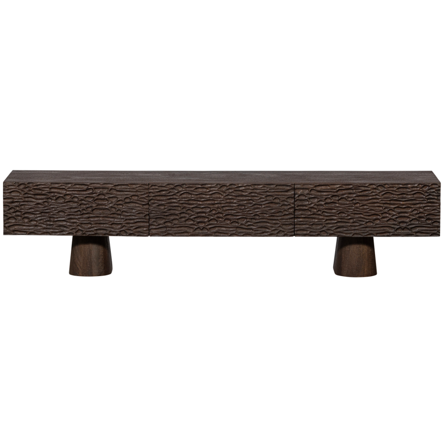 WOOOD Crumble TV-bord, m. 3 skuffer - mrkebrun mangotr (180x40)