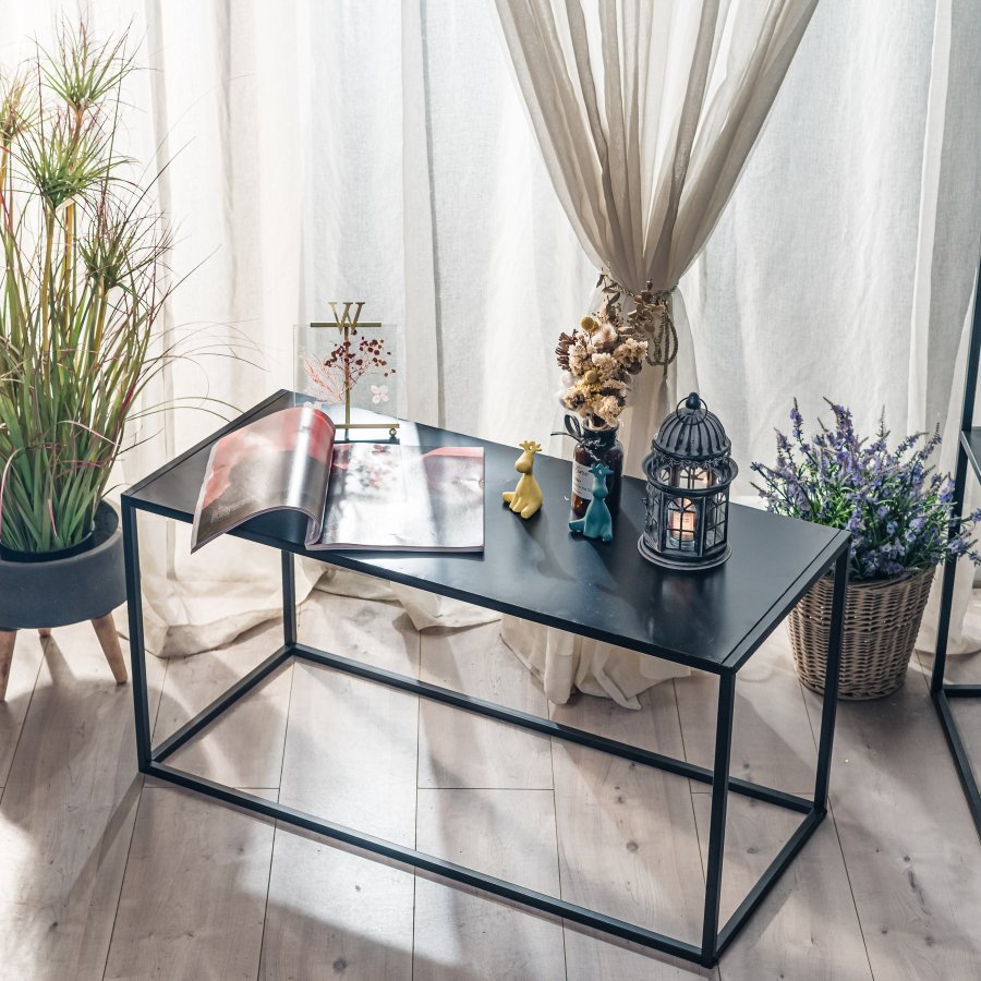 NORDLYS Monroe salongbord, rektangulrt - svart metall (90x40)