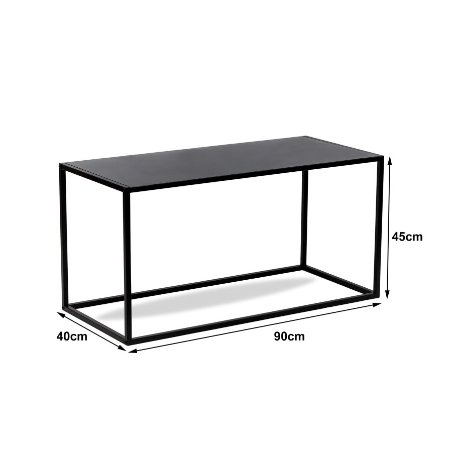 NORDLYS Monroe salongbord, rektangulrt - svart metall (90x40)