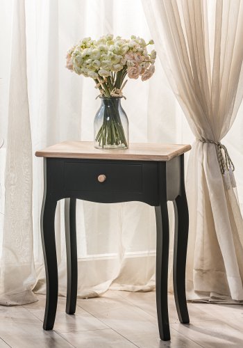 NORDLYS Montaigne Nachttisch, m. 1 Schublade - Natur- und Schwarzbuche (47x30)