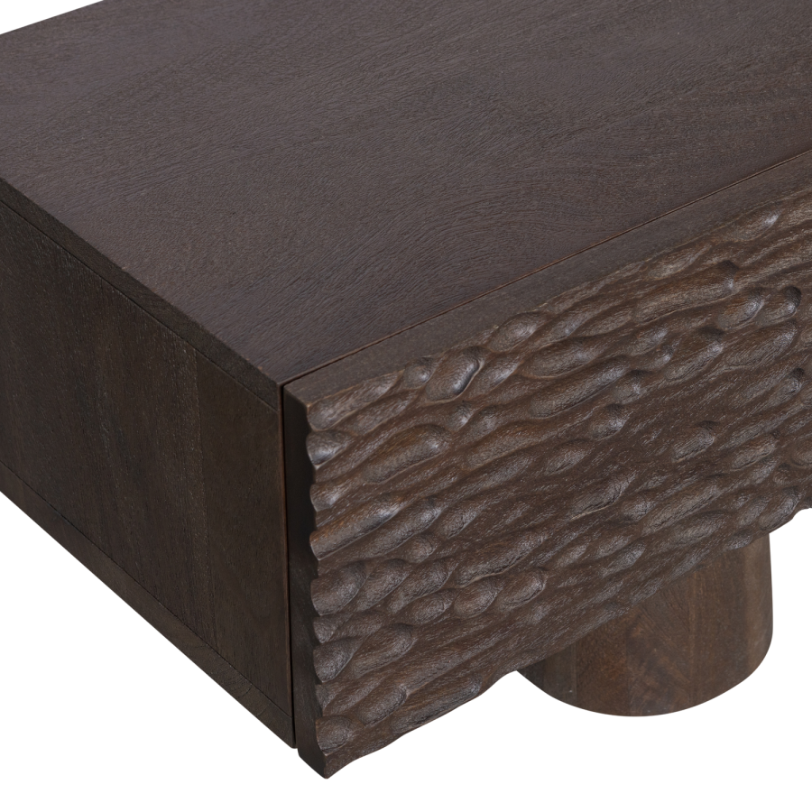 WOOOD Crumble TV-bord, m. 3 skuffer - mrkebrun mangotr (180x40)