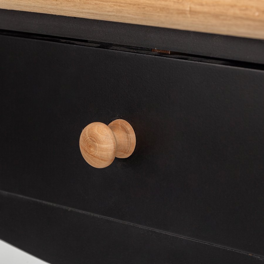 NORDLYS Montaigne Nachttisch, m. 1 Schublade - Natur- und Schwarzbuche (47x30)
