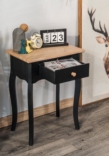 NORDLYS Montaigne Nachttisch, m. 1 Schublade - Natur- und Schwarzbuche (47x30)