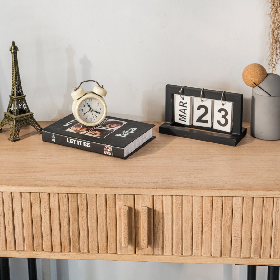 NORDLYS Nagano konsollbord, m. 2 drer - naturlig bk og metall (80x40)