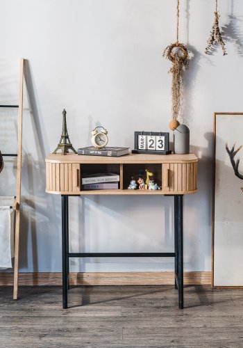 NORDLYS Nagano konsollbord, m. 2 drer - naturlig bk og metall (80x40)