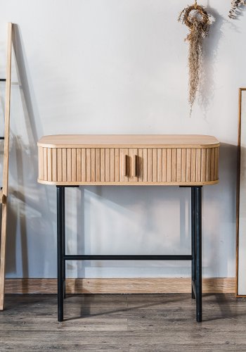 NORDLYS Nagano konsollbord, m. 2 drer - naturlig bk og metall (80x40)