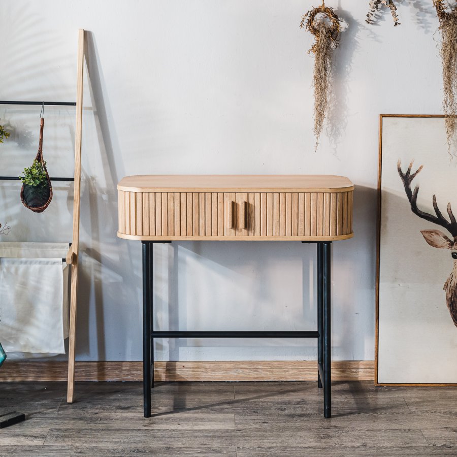 NORDLYS Nagano konsollbord, m. 2 drer - naturlig bk og metall (80x40)