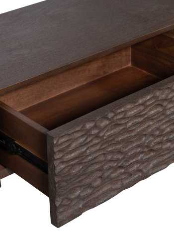 WOOOD Crumble TV-bord, m. 3 skuffer - mrkebrun mangotr (180x40)