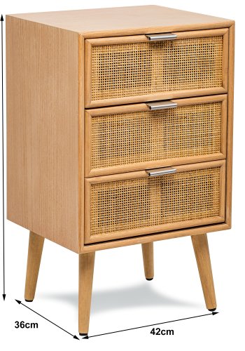 NORDLYS Nagoya kommode, m. 3 skuffer - brun rotting og bk