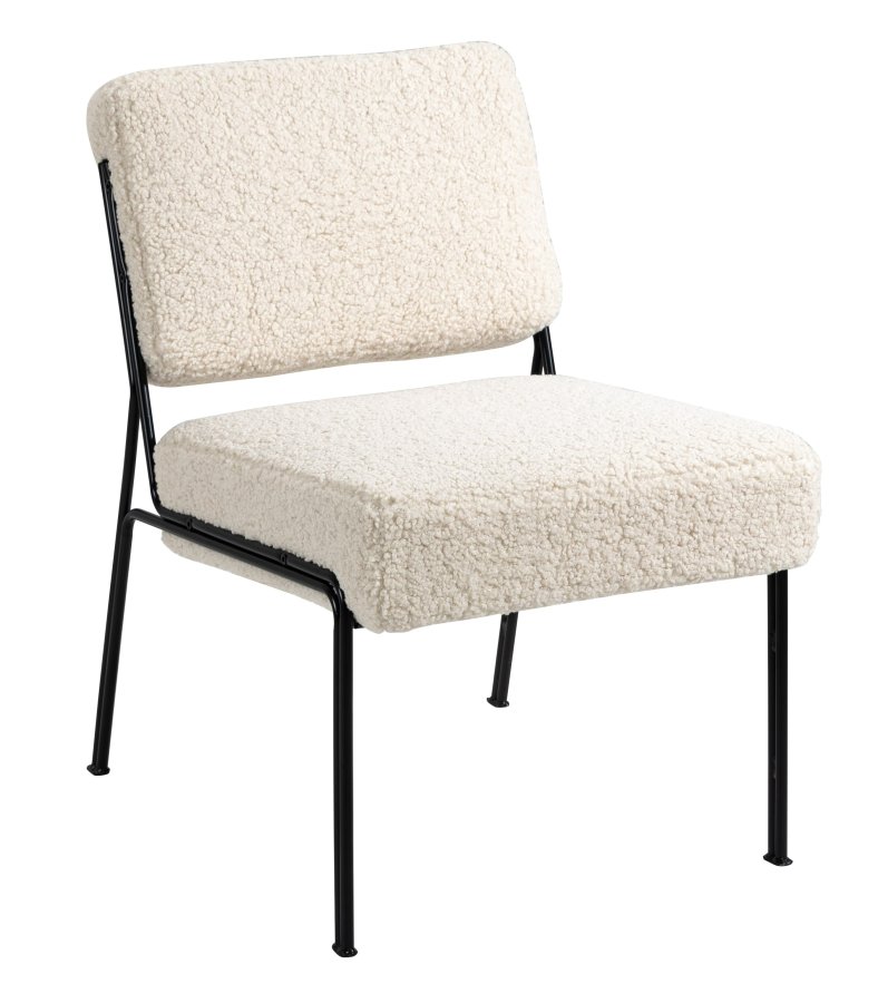 NORDLYS Nairobi lenestol - hvitt stoff og sort metall