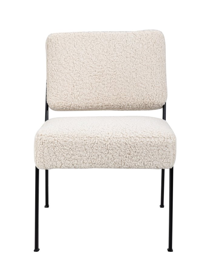 NORDLYS Nairobi lenestol - hvitt stoff og sort metall