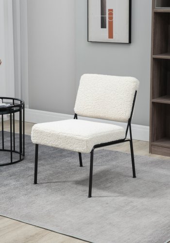 NORDLYS Nairobi lenestol - hvitt stoff og sort metall