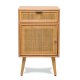 NORDLYS Nara Nachttisch, m. 1 Tür und 1 Schublade - braunes Rattan und Buche (42x36)