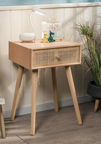 NORDLYS Narita nattbord, m. 1 skuff - brun rotting og bk (40x36)