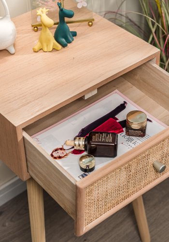 NORDLYS Narita nattbord, m. 1 skuff - brun rotting og bk (40x36)