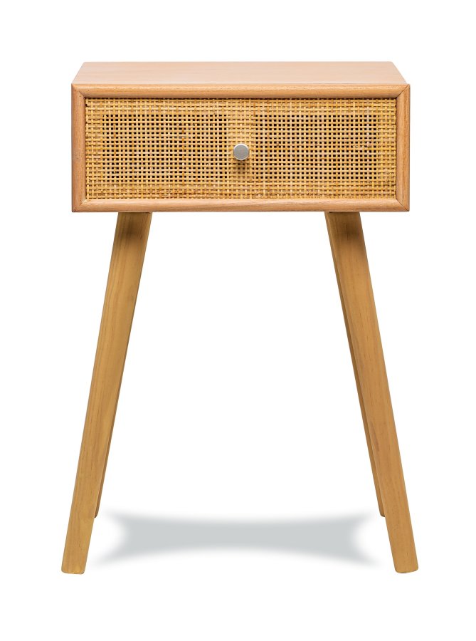 NORDLYS Narita nattbord, m. 1 skuff - brun rotting og bk (40x36)