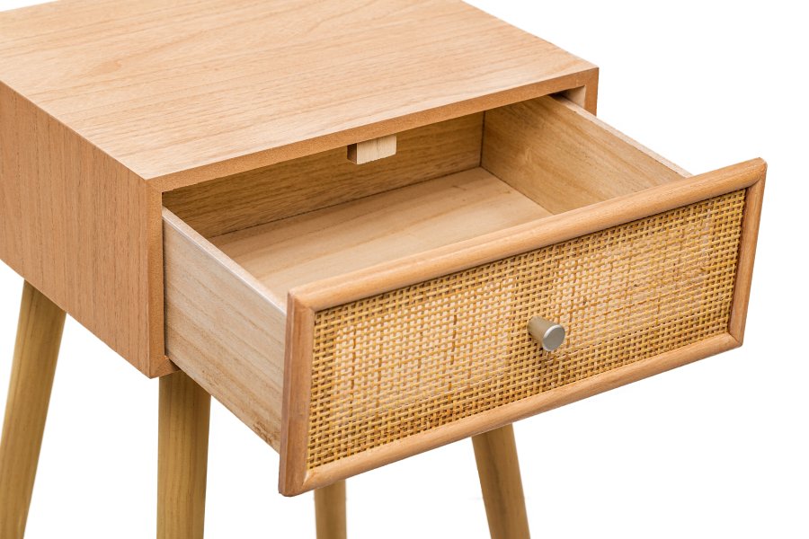 NORDLYS Narita nattbord, m. 1 skuff - brun rotting og bk (40x36)