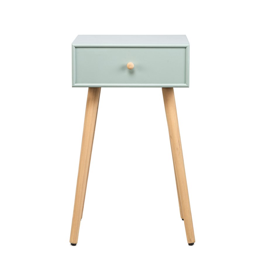 NORDLYS Narita nattbord, m. 1 skuff - mintgrnt tre og naturlig bk (40x36)