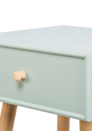 NORDLYS Narita nattbord, m. 1 skuff - mintgrnt tre og naturlig bk (40x36)