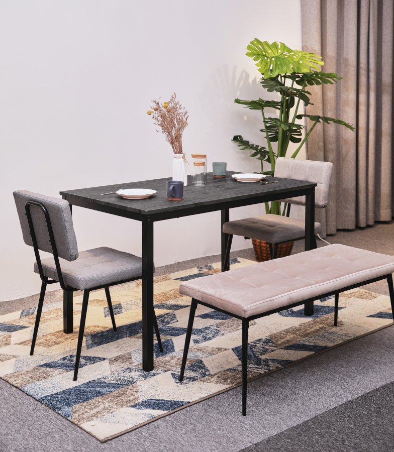 NORDLYS Newport spisebord, rektangulrt - grtt tre og metall (120x75)