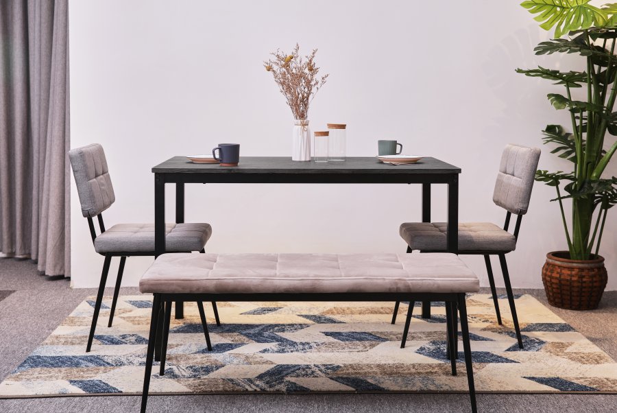 NORDLYS Newport spisebord, rektangulrt - grtt tre og metall (120x75)