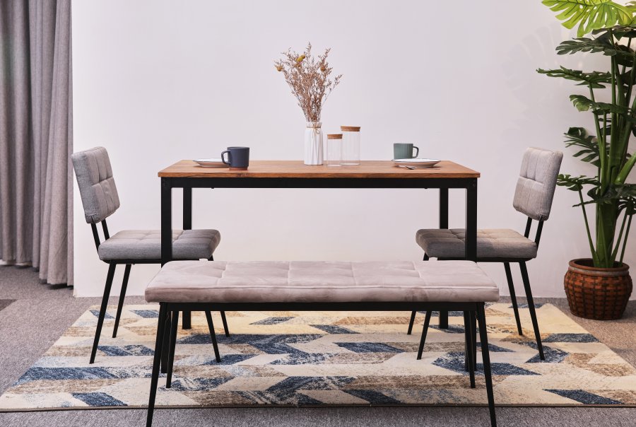 NORDLYS Newport spisebord, rektangulrt - brunt tre og metall (120x75)