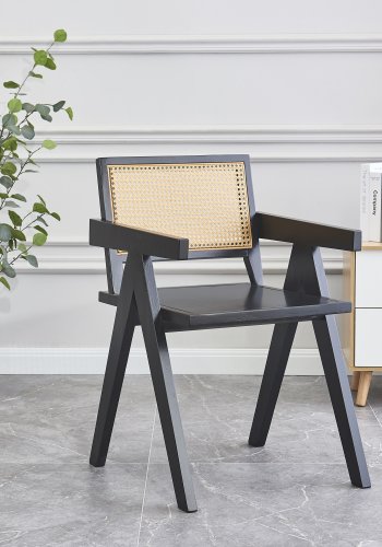  Nordlys NORDLYS Nikko spisestuestol, m. armlener - brun rotting og sort ask