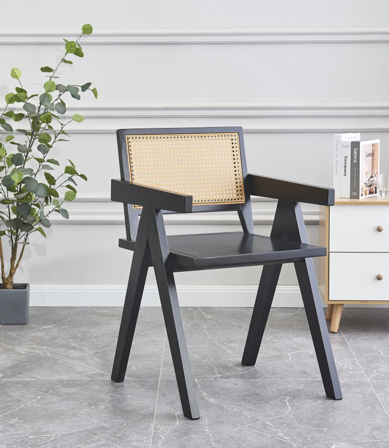  Nordlys NORDLYS Nikko spisestuestol, m. armlener - brun rotting og sort ask