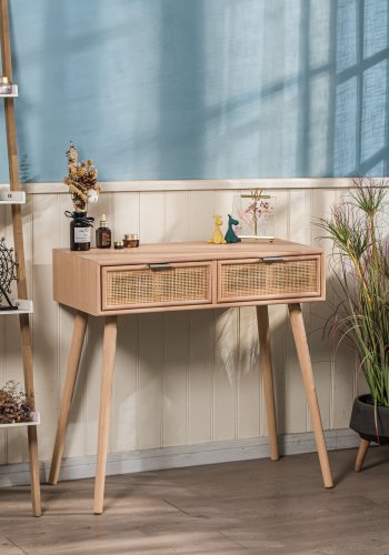 NORDLYS Nishio konsollbord, m. 2 skuffer - brun rotting, bk i eikelook (80x42)