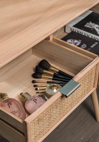 NORDLYS Nishio konsollbord, m. 2 skuffer - brun rotting, bk i eikelook (80x42)