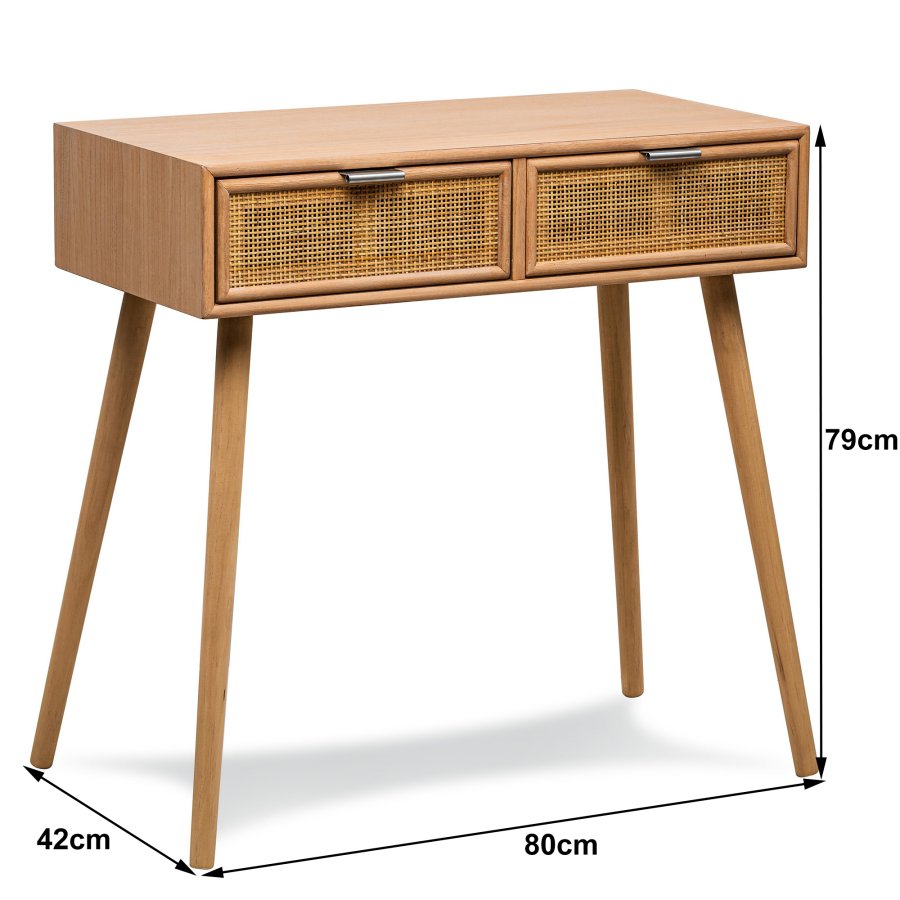 NORDLYS Nishio konsollbord, m. 2 skuffer - brun rotting, bk i eikelook (80x42)
