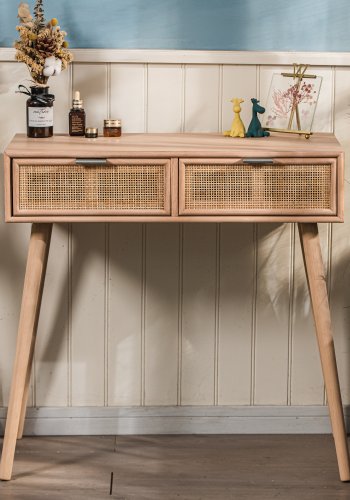 NORDLYS Nishio konsollbord, m. 2 skuffer - brun rotting, bk i eikelook (80x42)