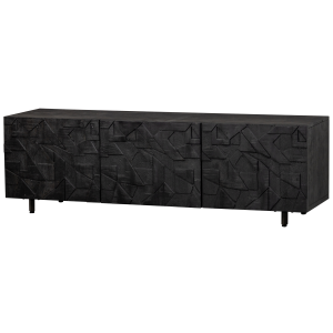 WOOOD TV-bord, m. 3 lger og 2 hylder - sort mangotr (160x45)