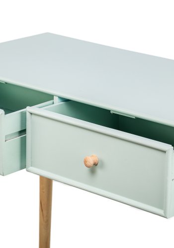 NORDLYS Nishio konsollbord, m. 2 skuffer - mintgrnt tre og naturlig bk (80x42)