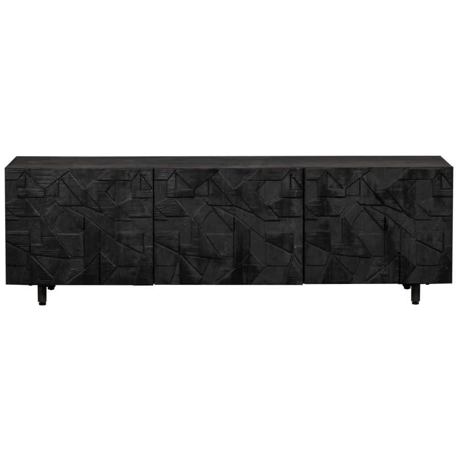 WOOOD TV-bord, m. 3 lger og 2 hylder - sort mangotr (160x45)