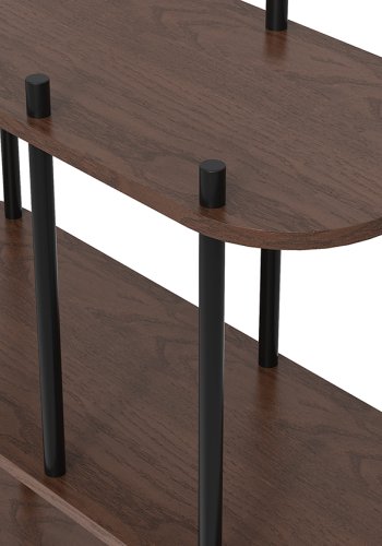 NORDLYS Norrsken bokhylle, m. 4 hyller - brunt tre og svart metall (H:118)