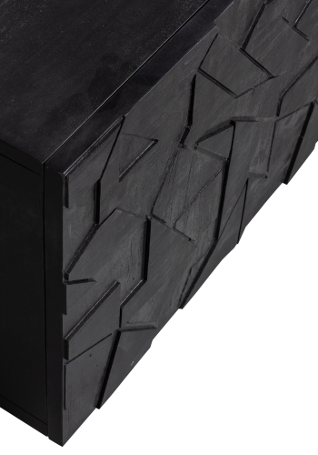 WOOOD TV-bord, m. 3 lger og 2 hylder - sort mangotr (160x45)