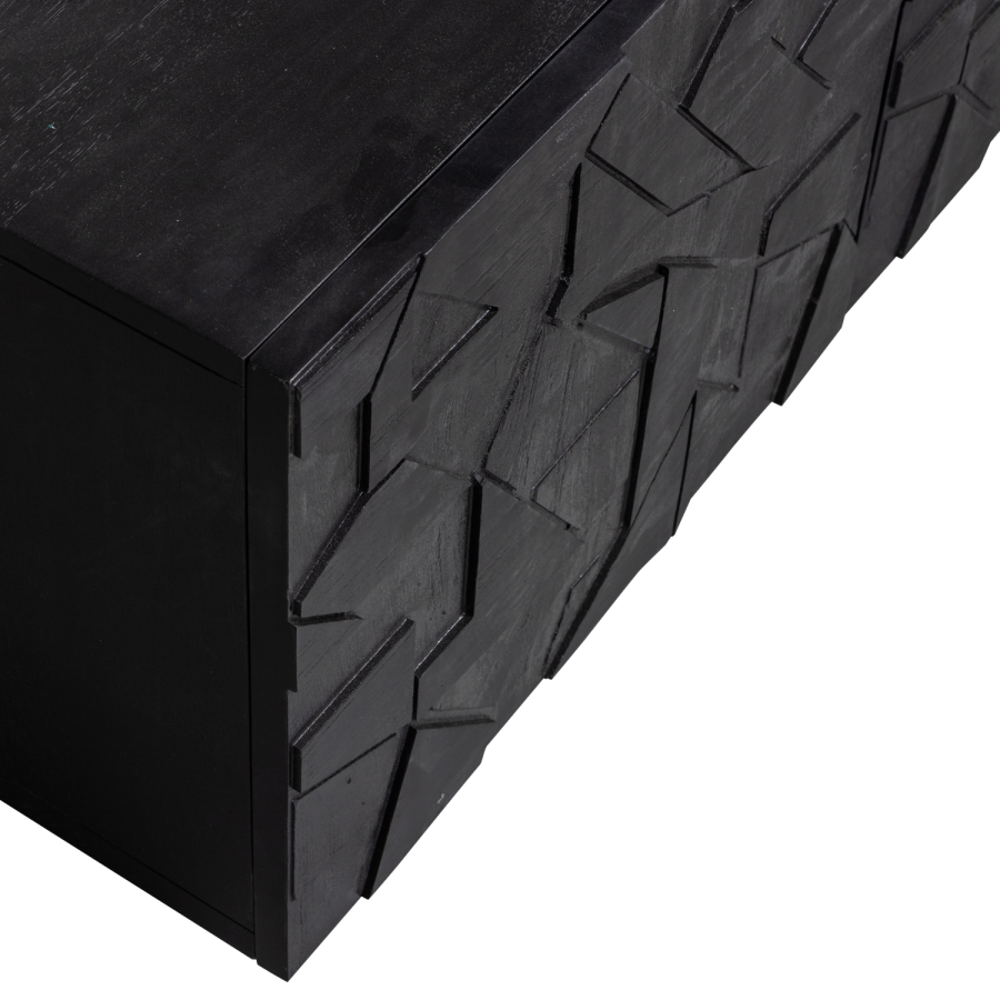 WOOOD TV-bord, m. 3 lger og 2 hylder - sort mangotr (160x45)