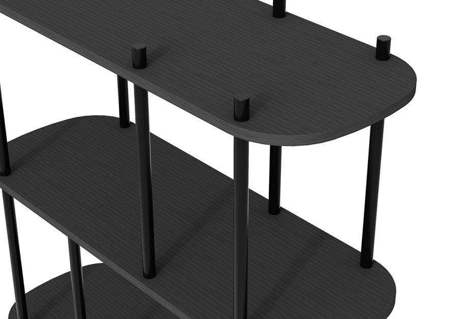 NORDLYS Norrsken bokhylle, m. 4 hyller - svart tre og svart metall (H:118)