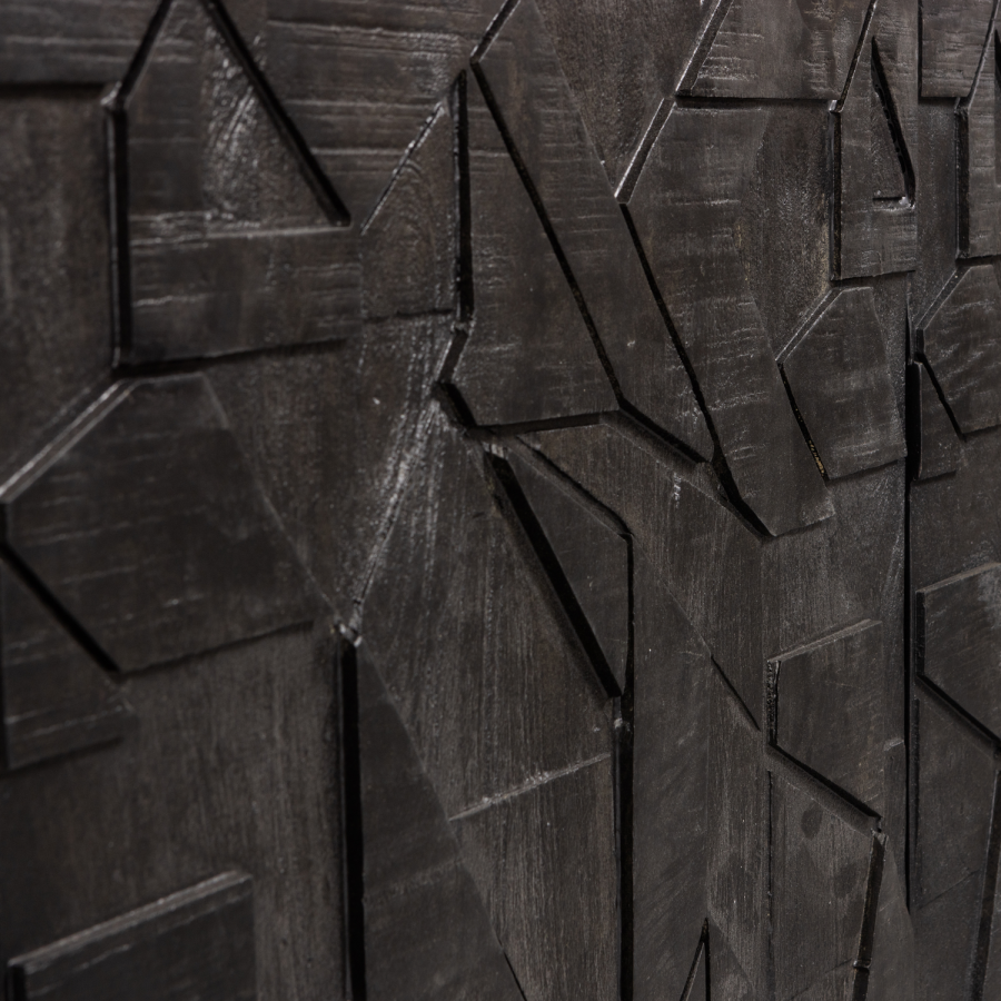 WOOOD TV-bord, m. 3 lger og 2 hylder - sort mangotr (160x45)