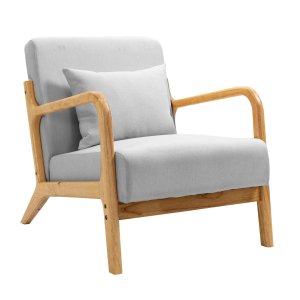 NORDLYS Ohama loungestol, m. armln - gr stof og natur gummitr