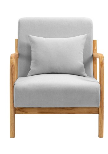 NORDLYS Ohama loungestol, med armlener - grtt stoff og naturgummitre