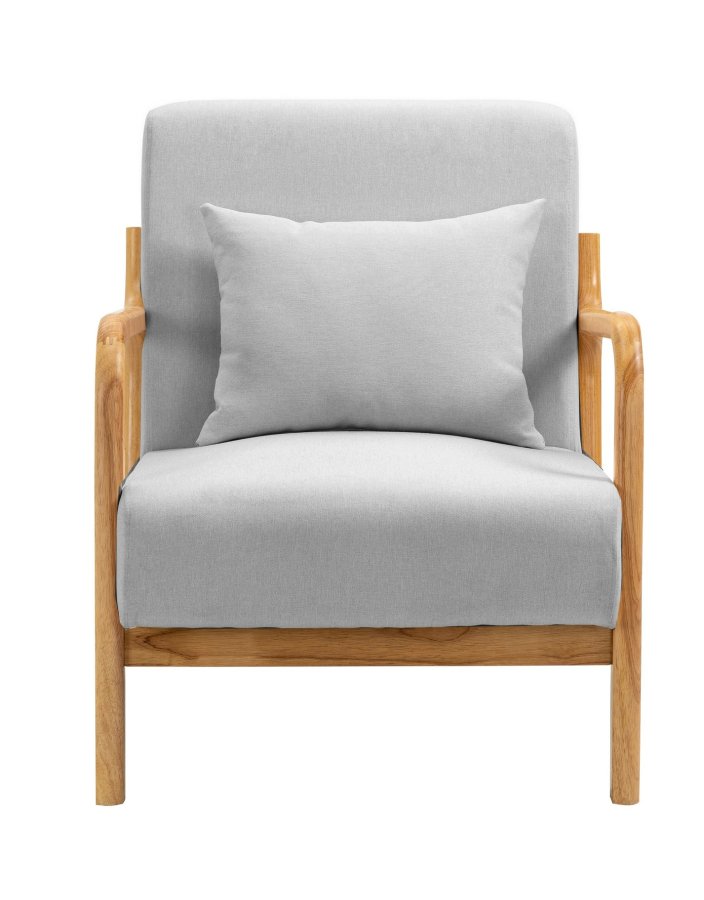 NORDLYS Ohama loungestol, med armlener - grtt stoff og naturgummitre