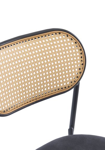 NORDLYS rebro spisestuestol - rotting, semsket skinn og sort metall