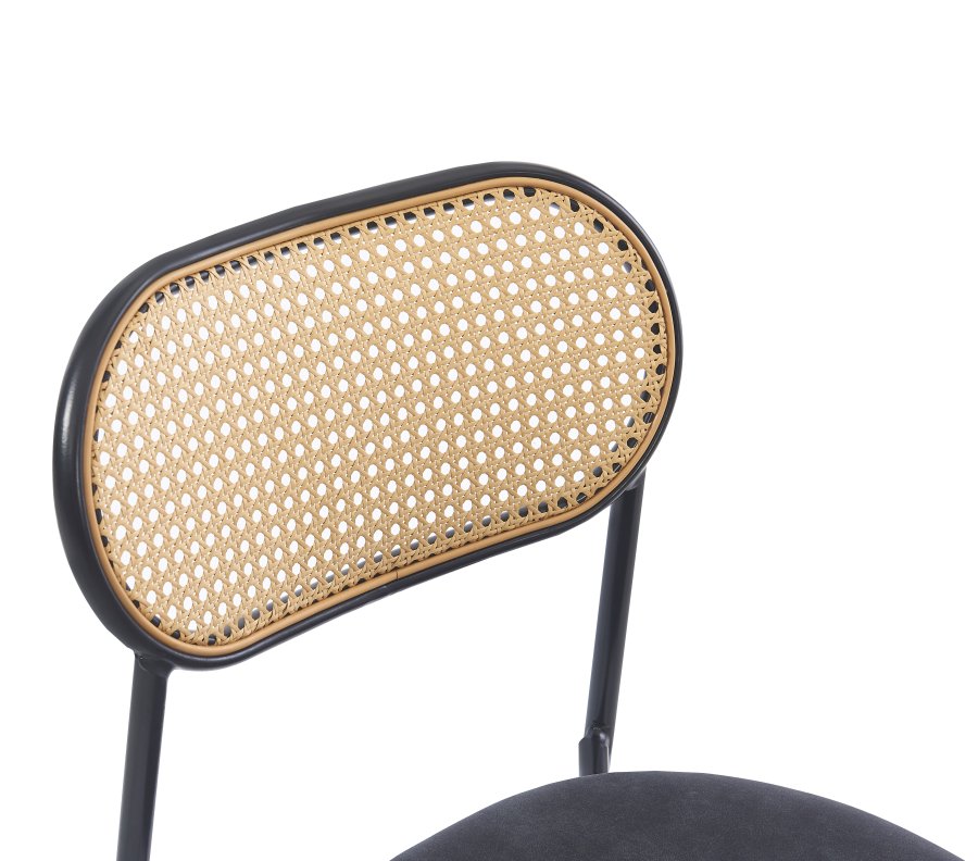 NORDLYS rebro spisestuestol - rotting, semsket skinn og sort metall