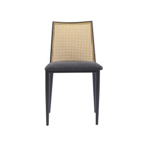 NORDLYS Osaka spisebordsstol - rattan, ruskind og sort metal